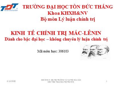 Bài giảng Kinh tế chính trị Mác-Lênin - Chương 2: Hàng hóa, thị trường và vai trò của các chủ thể tham gia thị trường - Nguyễn Thị Thu