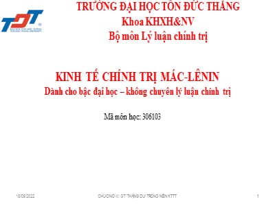 Bài giảng Kinh tế chính trị Mác-Lênin - Chương 3: Giá trị thặng dư trong nền kinh tế thị trường - Nguyễn Thị Thu