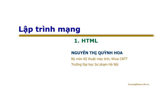 Bài giảng Lập trình mạng - Nguyễn Thị Quỳnh Hoa