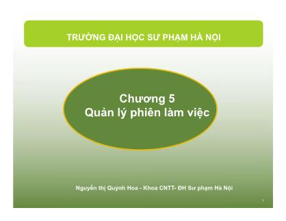 Bài giảng Lập trình trang Web - Chương 5: Quản lý phiên làm việc - Nguyễn Thị Quỳnh Hoa