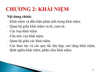 Bài giảng Logoc học đại cương - Chương 2: Khái niệm - Trần Thị Hà Nghĩa