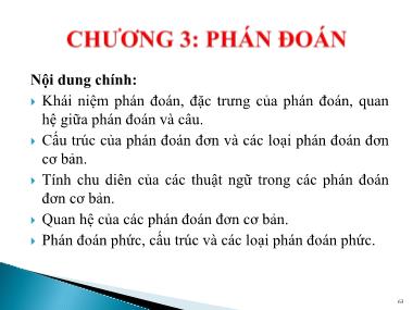 Bài giảng Logoc học đại cương - Chương 3: Phán đoán - Trần Thị Hà Nghĩa