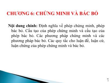 Bài giảng Logoc học đại cương - Chương 6: Chứng minh và bác bỏ - Trần Thị Hà Nghĩa