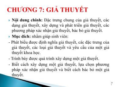 Bài giảng Logoc học đại cương - Chương 7: Giả thuyết - Trần Thị Hà Nghĩa