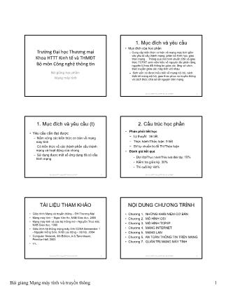 Bài giảng Mạng máy tính và truyền thông - Chương 1: Những khái chung về mạng máy tính và truyền thông