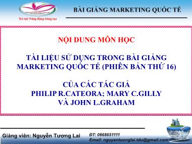 Bài giảng Marketing quốc tế - Giới thiệu môn học - Nguyễn Tương Lai