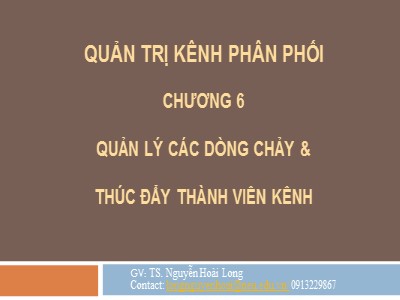 Bài giảng Quản trị kênh phân phối - Chương 6: Quản lý các dòng chảy và thúc đẩy thành viên kênh - Nguyễn Hoài Long