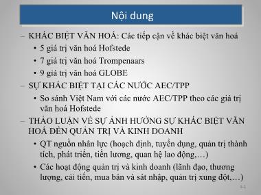 Bài giảng Sự khác biệt văn hóa