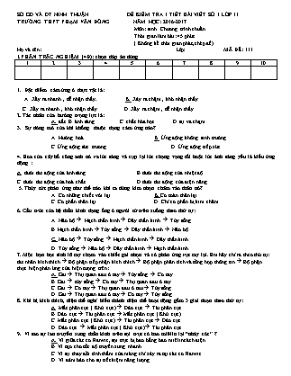 Bài kiểm tra 45 phút môn Sinh học Lớp 11 - Bài số 1 - Năm học 2016-2017 - Trường THPT Phạm Văn Đồng (Có đáp án)