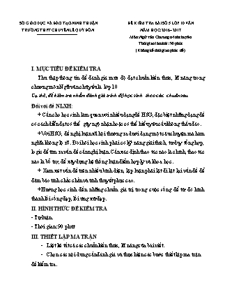 Bài kiểm tra 90 phút môn Ngữ văn Lớp 10 - Bài số 5 - Năm học 2016-2017 - Trường THPT Lê Quý Đôn (Có đáp án)
