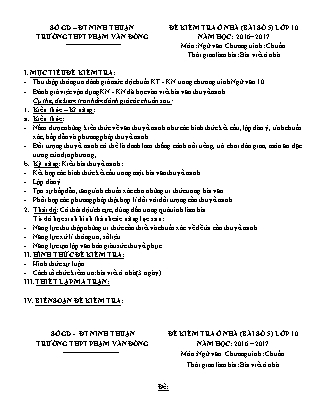 Bài kiểm tra ở nhà môn Ngữ văn Lớp 10 - Bài số 5 - Năm học 2016-2017 - Trường THPT Phạm Văn Đồng (Có đáp án)