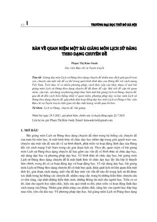 Bàn về quan niệm một bài giảng môn Lịch sử Đảng theo dạng chuyên đề