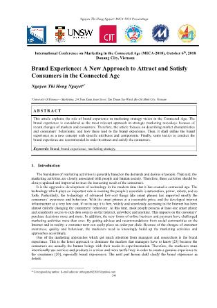 Brand experience: A new approach to attract and satisfy consumers in the connected age