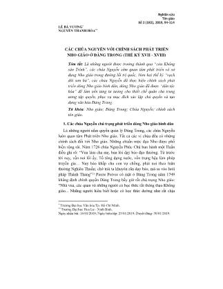 Các chúa Nguyễn với chính sách phát triển Nho giáo ở Đàng Trong (thế kỷ XVII - XVIII)