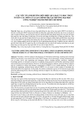 Các yếu tố ảnh hưởng đến hiệu quả dạy và học trực tuyến các môn Lý luận chính trị tại trường Đại học công nghiệp thành phố Hồ Chí Minh