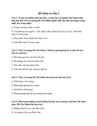 Câu hỏi trắc nghiệm Tư tưởng Hồ Chí Minh - Lần 2