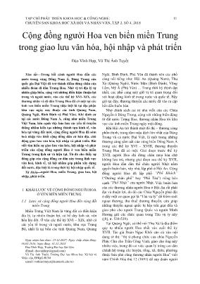 Cộng đồng người Hoa ven biển miền Trung trong giao lưu văn hóa, hội nhập và phát triển