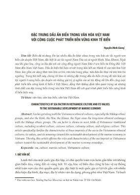 Đặc trưng dấu ấn biển trong văn hóa Việt Nam với công cuộc phát triển bền vững kinh tế biển