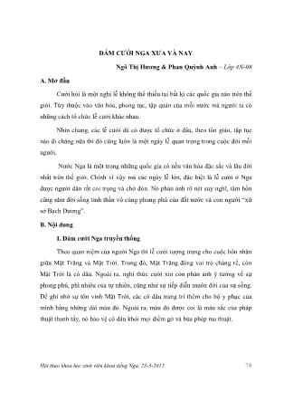 Đám cưới Nga xưa và nay