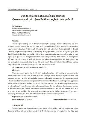 Dân tộc và chủ nghĩa quốc gia dân tộc: Quan niệm và tiếp cận nhìn từ các nghiên cứu quốc tế