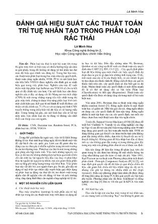 Đánh giá hiệu suất các thuật toán trí tuệ nhân tạo trong phân loại rác thải