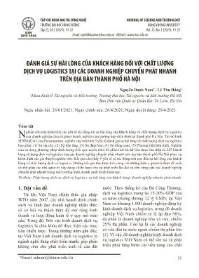 Đánh giá sự hài lòng của khách hàng đối với chất lượng dịch vụ logistics tại các doanh nghiệp chuyển phát nhanh trên địa bàn thành phố Hà Nội