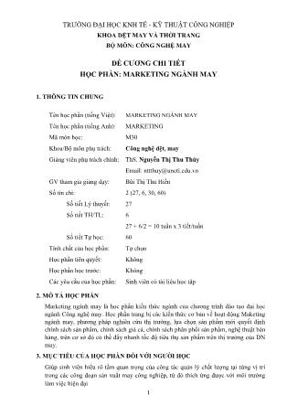 Đề cương chi tiết môn Marketing ngành may