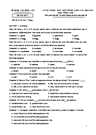 Đề đánh giá năng lực kỳ thi THPT Quốc gia môn Tiếng Anh - Đề số 2 - Năm học 2017 (Có đáp án)