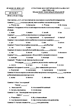 Đề đánh giá năng lực kỳ thi THPT Quốc gia môn Tiếng Anh - Đề số 4 - Năm học 2017 (Có đáp án)