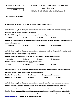 Đề đánh giá năng lực kỳ thi THPT Quốc gia môn Tiếng Anh - Đề số 11 - Năm học 2017 (Có đáp án)