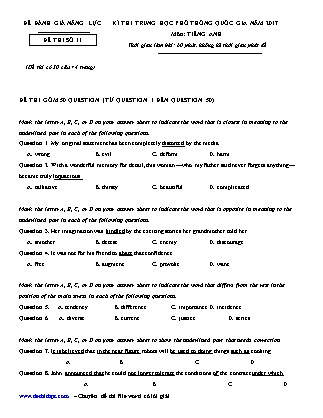 Đề đánh giá năng lực kỳ thi THPT Quốc gia môn Tiếng Anh - Đề số 11 - Năm học 2017 (Có đáp án)