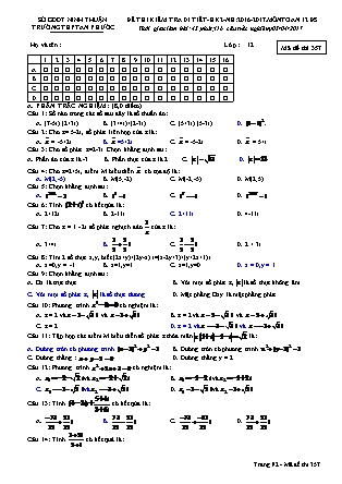 Đề kiểm tra 45 phút Đại số Lớp 12 - Mã đề: 357 - Năm học 2016-2017 - Trường THPT An Phước (Có đáp án)