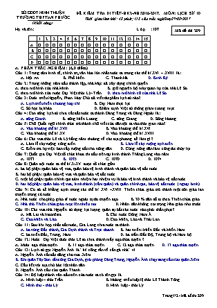 Đề kiểm tra 45 phút Học kì 2 môn Lịch sử Lớp 10 - Mã đề: 209 - Năm học 2016-2017 - Trường THPT An Phước (Có đáp án)
