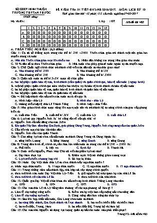 Đề kiểm tra 45 phút Học kì 2 môn Lịch sử Lớp 10 - Mã đề: 485 - Năm học 2016-2017 - Trường THPT An Phước (Có đáp án)