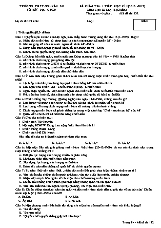 Đề kiểm tra 45 phút Học kì 2 môn Lịch sử Lớp 12 - Mã đề: 132 - Năm học 2016-2017 - Trường THPT Nguyễn Du