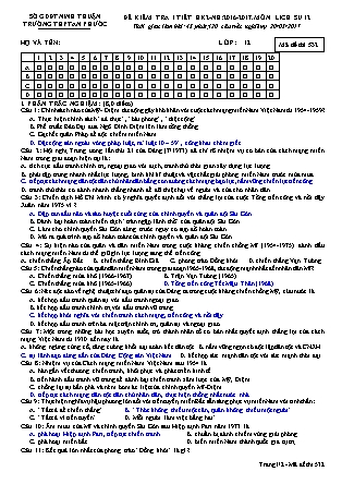 Đề kiểm tra 45 phút Học kì 2 môn Lịch sử Lớp 12 - Mã đề: 532 - Năm học 2016-2017 - Trường THPT An Phước (Có đáp án)