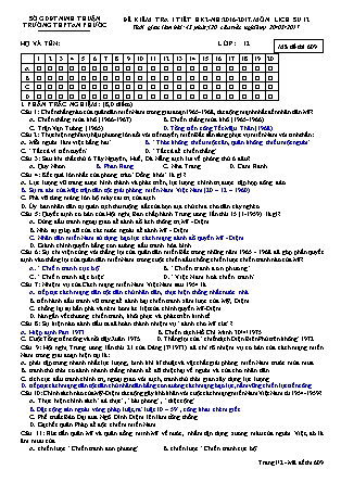 Đề kiểm tra 45 phút Học kì 2 môn Lịch sử Lớp 12 - Mã đề: 609 - Năm học 2016-2017 - Trường THPT An Phước (Có đáp án)