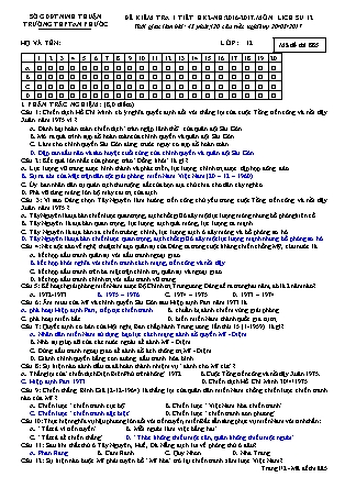 Đề kiểm tra 45 phút Học kì 2 môn Lịch sử Lớp 12 - Mã đề: 885 - Năm học 2016-2017 - Trường THPT An Phước (Có đáp án)