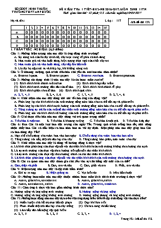 Đề kiểm tra 45 phút Học kì 2 môn Sinh học Lớp 11 - Mã đề: 132 -Năm học 2016-2017 - Trường THPT An Phước (Có đáp án)