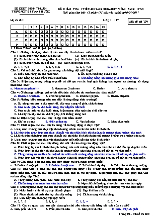 Đề kiểm tra 45 phút Học kì 2 môn Sinh học Lớp 11 - Mã đề: 209 -Năm học 2016-2017 - Trường THPT An Phước (Có đáp án)