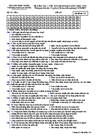 Đề kiểm tra 45 phút Học kì 2 môn Sinh học Lớp 12 nâng cao - Mã đề: 132 - Năm học 2016-2017 - Trường THPT An Phước (Có đáp án)