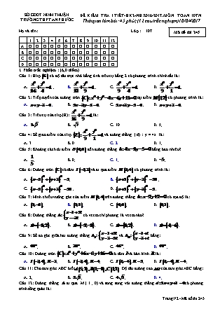 Đề kiểm tra 45 phút Học kì 2 môn Toán Lớp 10 nâng cao - Mã đề: 245 - Năm học 2016-2017 - Trường THPT An Phước (Có đáp án)