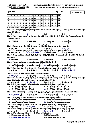Đề kiểm tra 45 phút Học kì 2 môn Toán Lớp 12 - Mã đề: 357 - Năm học 2016-2017 - Trường THPT An Phước (Có đáp án)