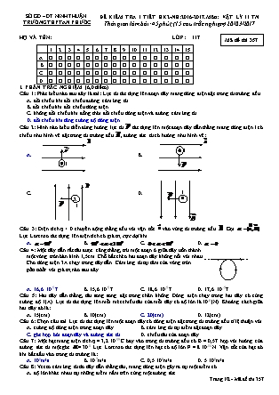 Đề kiểm tra 45 phút Học kì 2 môn Vật lí Lớp 11 nâng cao - Mã đề: 357 - Năm học 2016-2017 - Trường THPT An Phước (Có đáp án)
