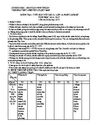 Đề kiểm tra 45 phút môn Lịch sử Lớp 10 - Bài số 2 - Mã đề: 10T - Năm học 2016-2017 - Trường THPT Lê Quý Đôn (Có đáp án)