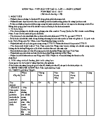 Đề kiểm tra 45 phút môn Lịch sử Lớp 11 - Bài số 2 - Mã đề: 11H - Năm học 2016-2017 - Trường THPT Lê Quý Đôn (Có đáp án)