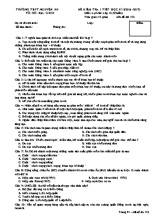Đề kiểm tra 45 phút môn Lịch sử Lớp 12 - Mã đề: 132 - Năm học 2016-2017 - Trường THPT Nguyễn Du