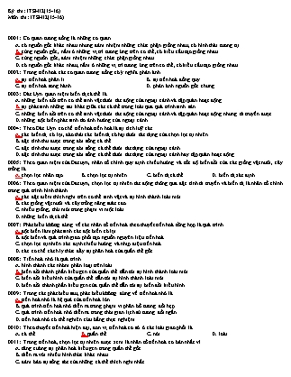 Đề kiểm tra 45 phút môn Sinh học Lớp 12 - Năm học 2015-2016 - Trường THPT Tôn Đức Thắng (Có đáp án)