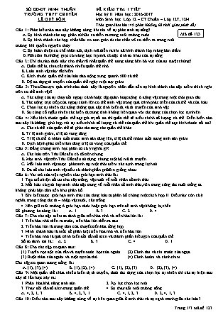 Đề kiểm tra 45 phút môn Sinh học Lớp 12 - Năm học 2016-2017 - Trường THPT Lê Quý Đôn (Có đáp án)