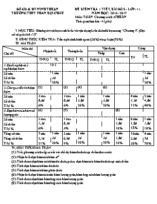 Đề kiểm tra 45 phút môn Toán Lớp 11 - Bài số 5 - Năm học 2016-2017 - Trường THPT Phan Bội Châu (Có đáp án)